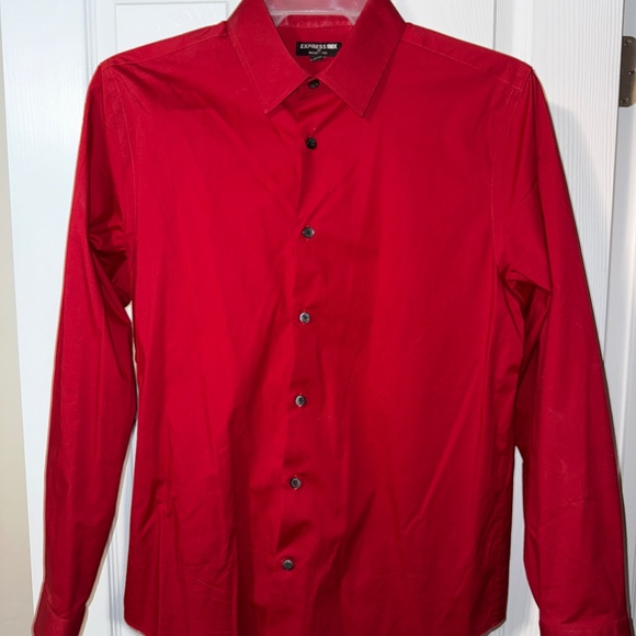 MENS EXPRESS 1MX FITTED DRESS SHIRT RED - Picture 1 of 3
